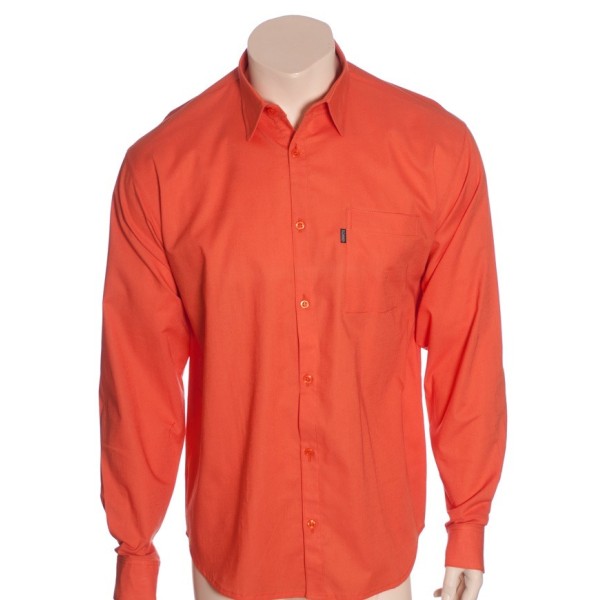 Camisa social cenoura masculina manga longa de algodão