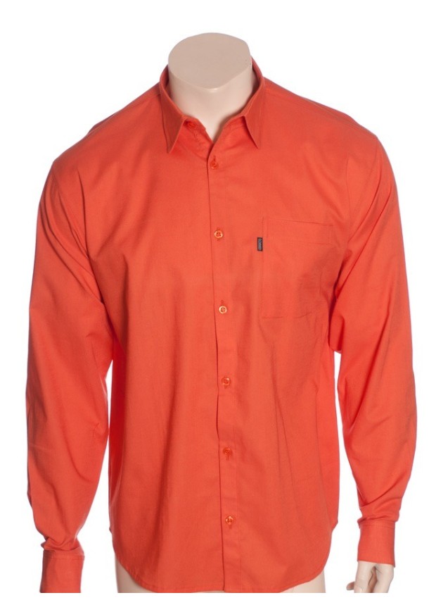 Camisa social cenoura masculina manga longa de algodão