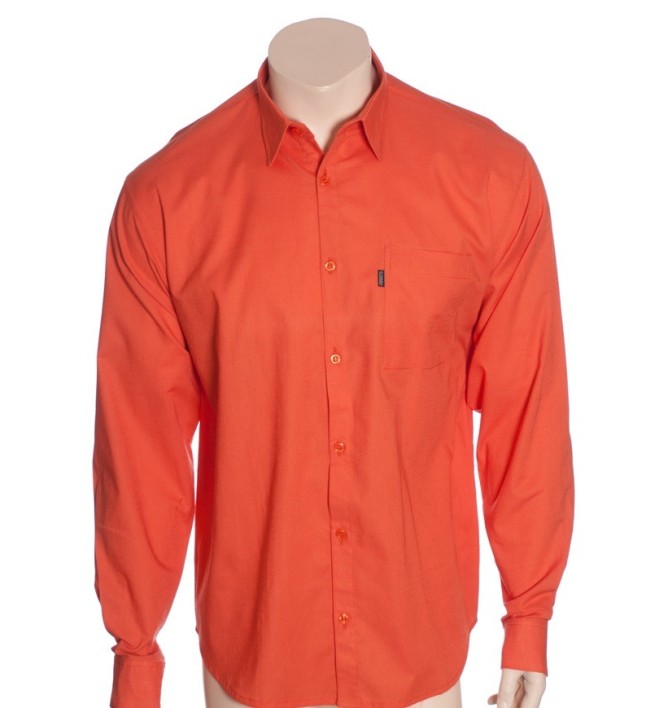 Camisa social cenoura masculina manga longa de algodão