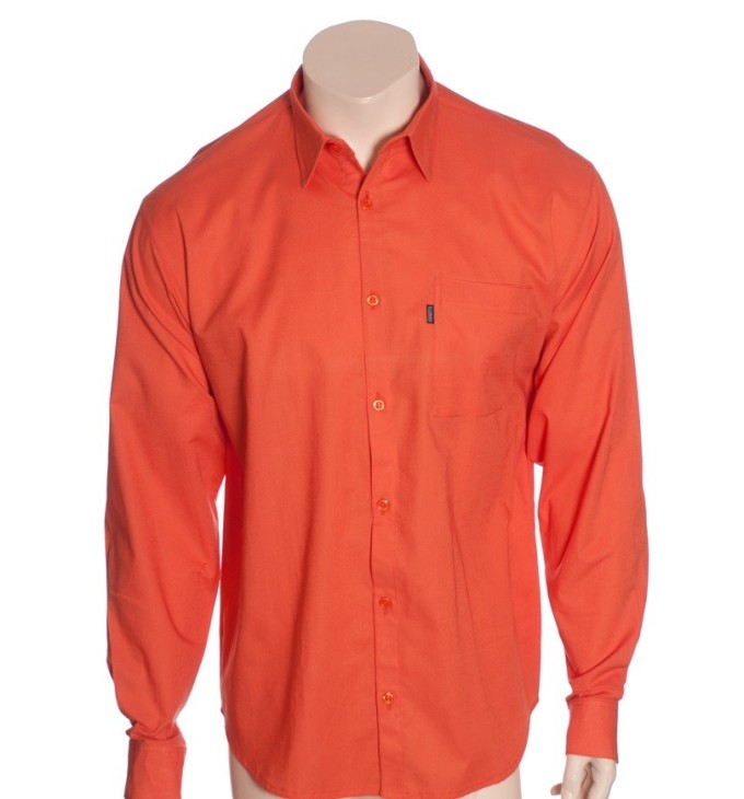 Camisa social cenoura masculina manga longa de algodão