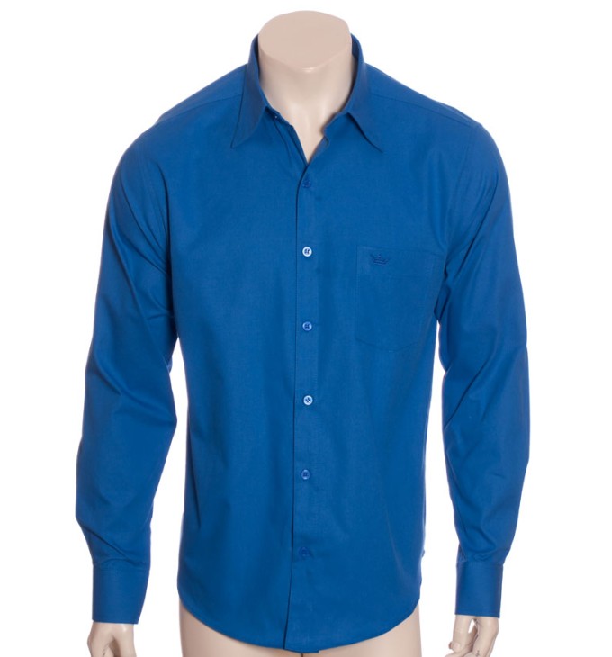 Camisa social masculina de algodão, azul royal Camisa social masculina de algodão, azul royal