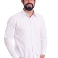 Camisa social branca masculina de algodão