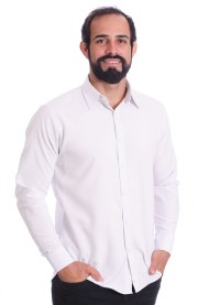Camisa social branca masculina de algodão