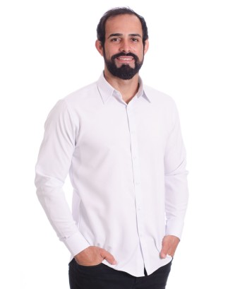 Camisa social branca masculina de algodão