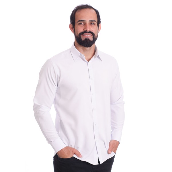 Camisa social branca masculina de algodão