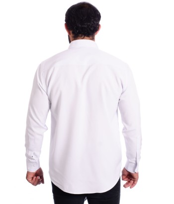 Camisa social branca masculina de algodão