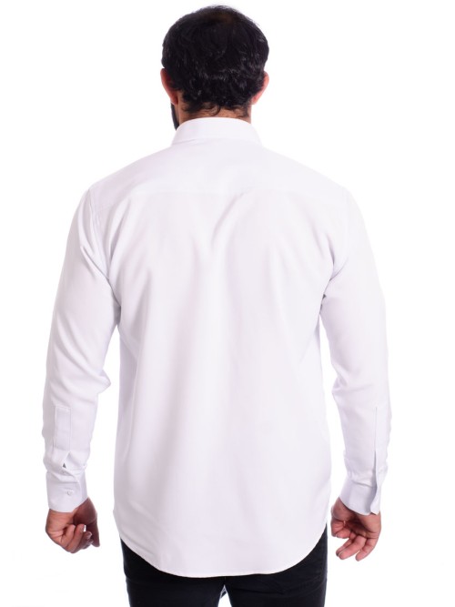 Camisa social branca masculina de algodão