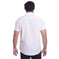 Camisa social masculina de algodão manga curta, branca