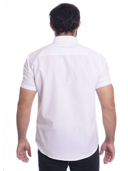 Camisa social masculina de algodão manga curta, branca Camisa social masculina de algodão manga curta, branca