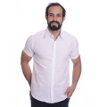 Camisa social masculina de algodão manga curta, branca