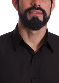 Camisa social preta masculina manga curta de algodão