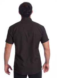 Camisa social preta masculina manga curta de algodão