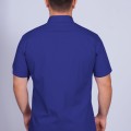 Camisa social masculina de algodão manga curta, azul royal