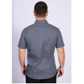 Camisa social masculina de algodão manga curta cinza