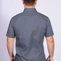Camisa social masculina de algodão manga curta cinza