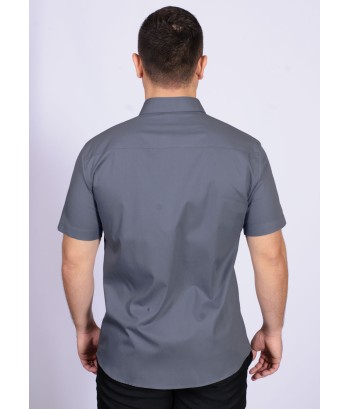 Camisa social masculina de algodão manga curta cinza