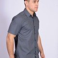 Camisa social masculina de algodão manga curta cinza