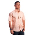 Camisa social masculina de algodão manga curta, salmão