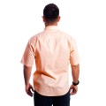 Camisa social masculina de algodão manga curta, salmão