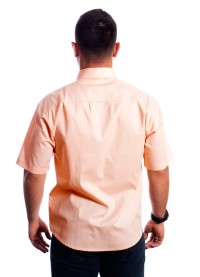 Camisa social masculina de algodão manga curta, salmão