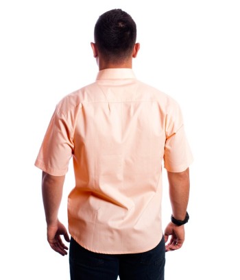Camisa social masculina de algodão manga curta, salmão