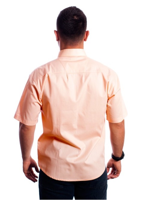 Camisa social masculina de algodão manga curta, salmão