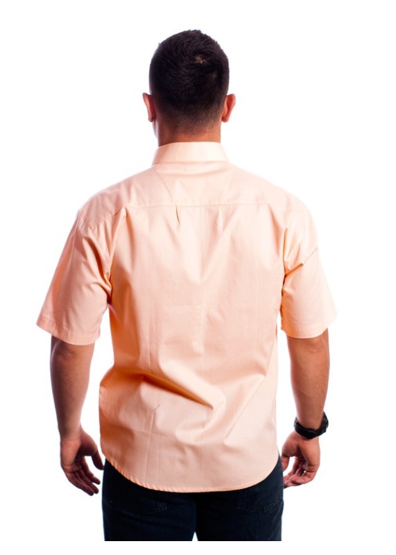 Camisa social masculina de algodão manga curta, salmão