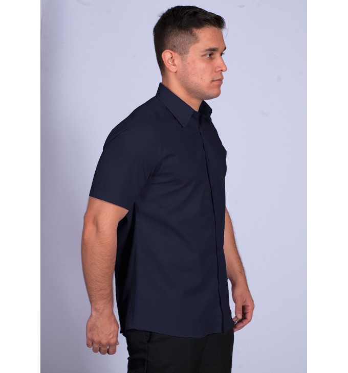 Camisa social masculina de  algodão manga curta, marinho Camisa social masculina de  algodão manga curta, marinho