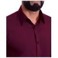 Camisa social masculina de algodão manga curta, bordô