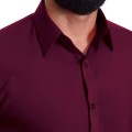Camisa social masculina de algodão manga curta, bordô