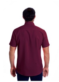 Camisa social masculina de algodão manga curta, bordô