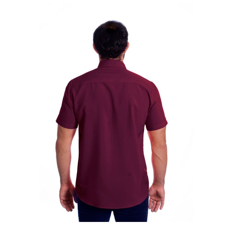 Camisa social masculina de algodão manga curta, bordô