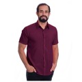 Camisa social masculina de algodão manga curta, bordô