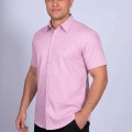 Camisa social masculina de algodão manga curta lilás