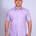 Camisa social lilás masculina de manga curta