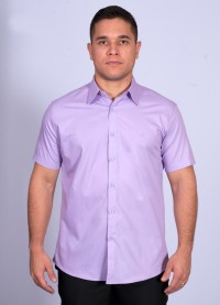 Camisa social lilás masculina de manga curta