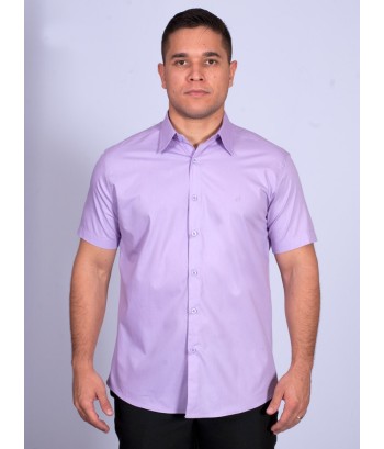 Camisa social lilás masculina de manga curta