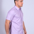 Camisa social lilás masculina de manga curta
