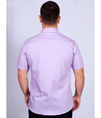 Camisa social masculina de algodão manga curta lilás