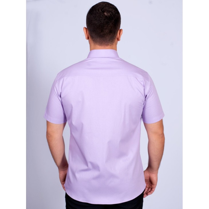 Camisa social lilás masculina de manga curta