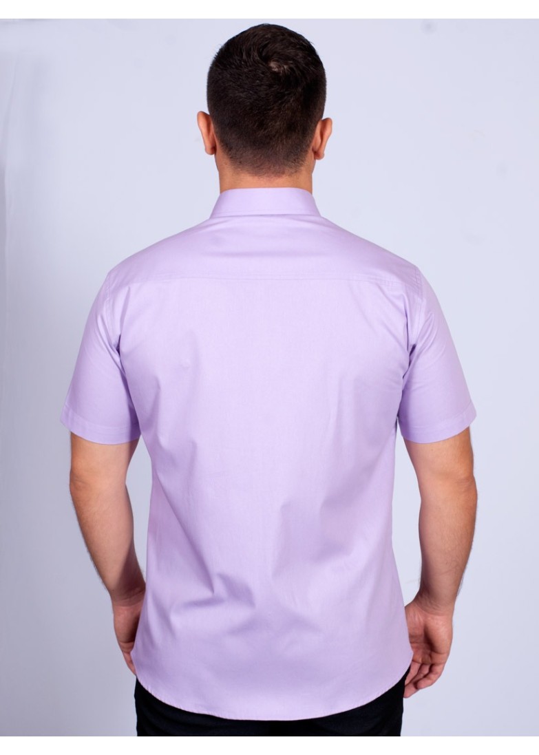 Camisa social lilás masculina de manga curta