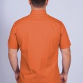 Camisa social laranja masculina de algodão manga curta
