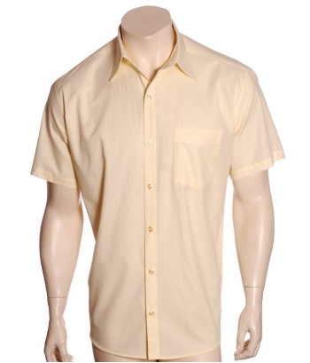 Camisa social masculina de  algodão manga curta, amarela