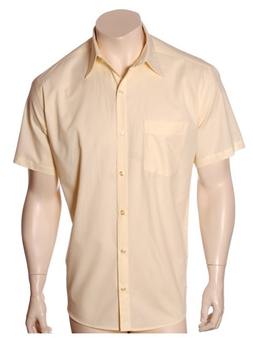 Camisa social masculina de algodão manga curta, amarela Camisa social masculina de algodão manga curta, amarela