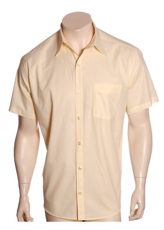 Camisa social masculina de  algodão manga curta, amarela