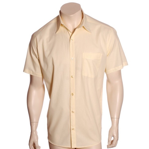 Camisa social masculina de  algodão manga curta, amarela