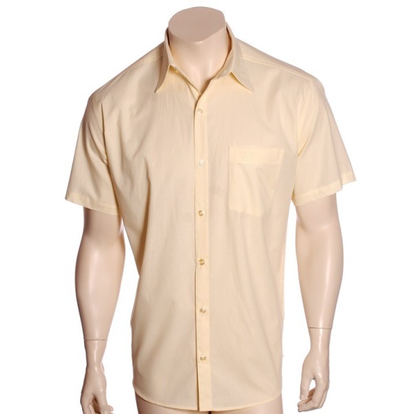 Camisa social masculina de  algodão manga curta, amarela