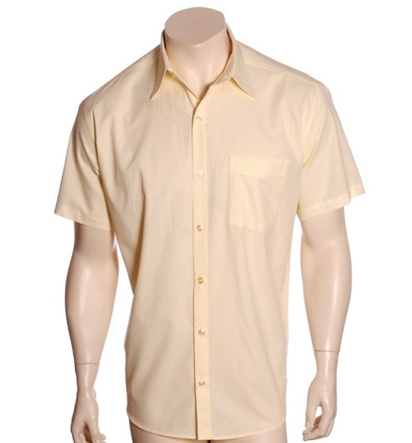 Camisa social masculina de  algodão manga curta, amarela