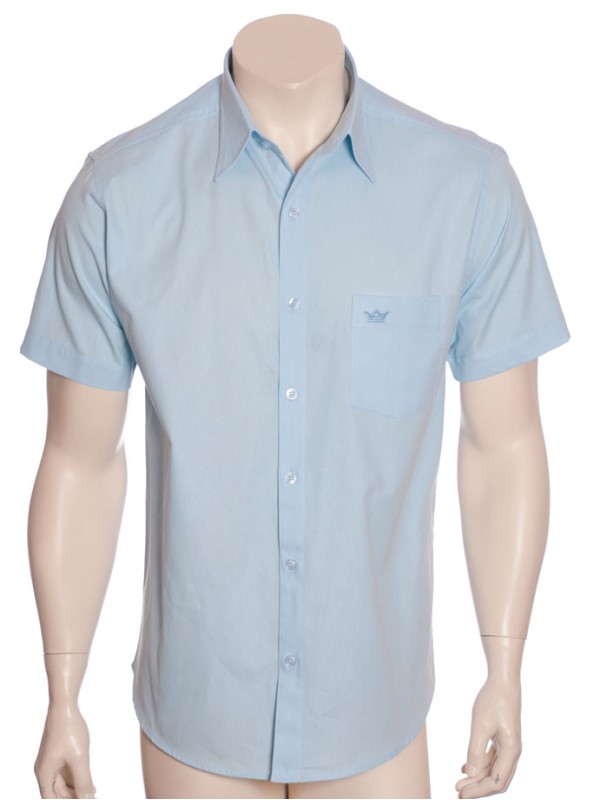 Camisa social masculina de algodão manga curta, cores mista