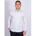 Camisa listrada cinza masculina manga longa de tricoline Camisa listrada cinza masculina manga longa de tricoline
